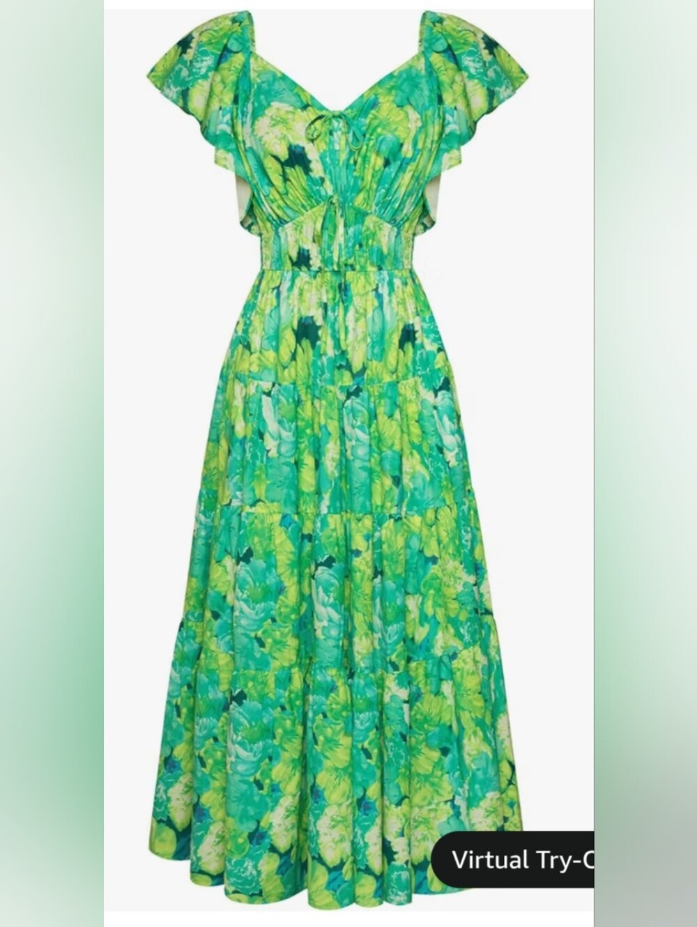 Floral Green-Blue Tiered Sundress